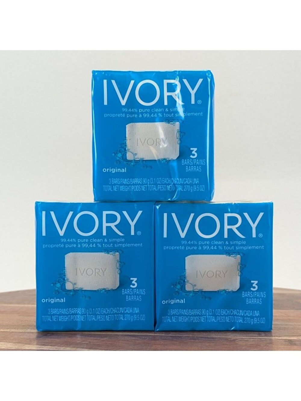 3 pk Vintage Original Ivory Bar Soap 3 Bar 9.5oz 99.44% Pure Clean Simple SEALED